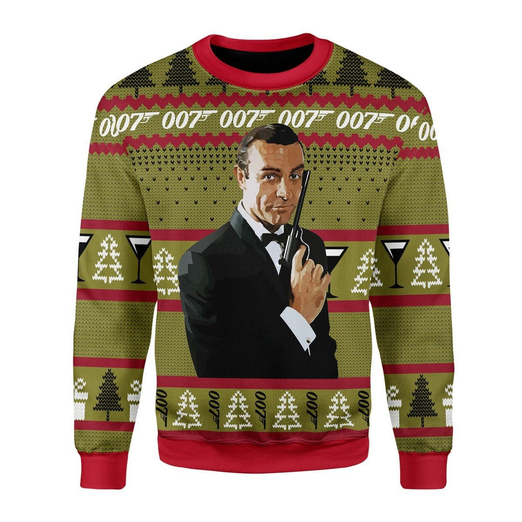 Gearhomies Christmas Unisex Sweater James Bond 007 Ugly Christmas 3D Apparel