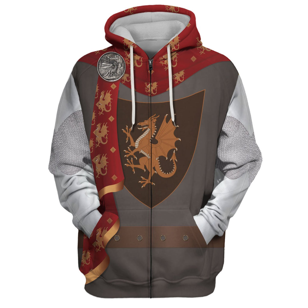 King Arthur Historical Costume Zip Fleece Hoodie / S Qm500