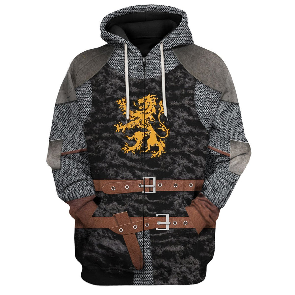 Heraldic Knight Black Zip Fleece Hoodie / S Co1102001