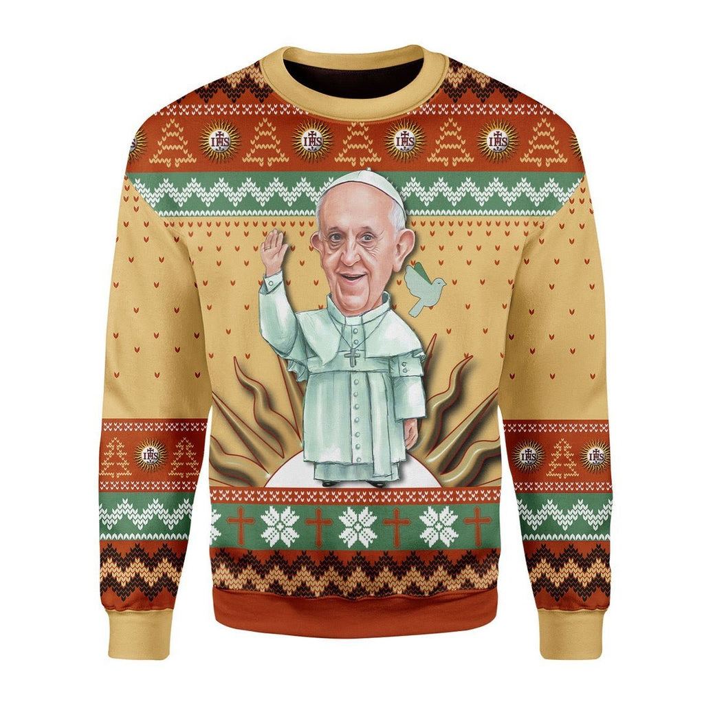 Gearhomies Christmas Unisex Sweater Pope Francis 3D Apparel
