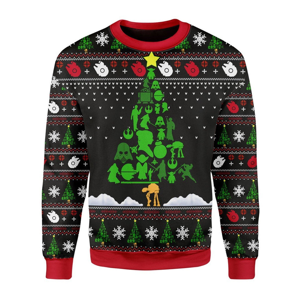 Gearhomies Christmas Unisex Sweater Star Wars Tree 3D Apparel