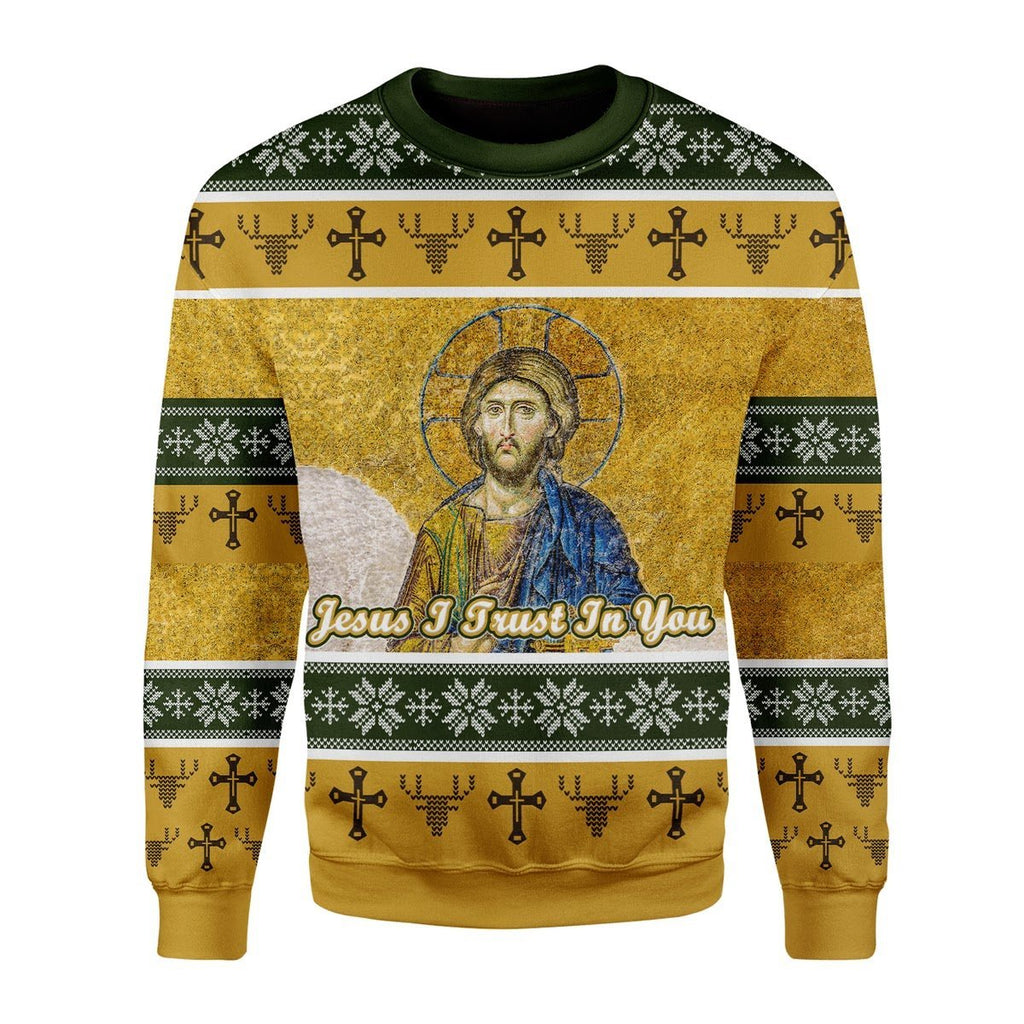 Gearhomies Christmas Unisex Sweater Jesus I Trust In You Ugly Christmas 3D Apparel