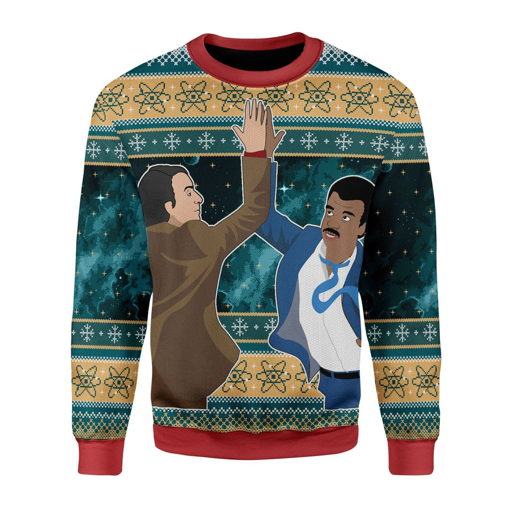 Gearhomies Christmas Unisex Sweater Neil High Fiving Carl Sagan 3D Apparel