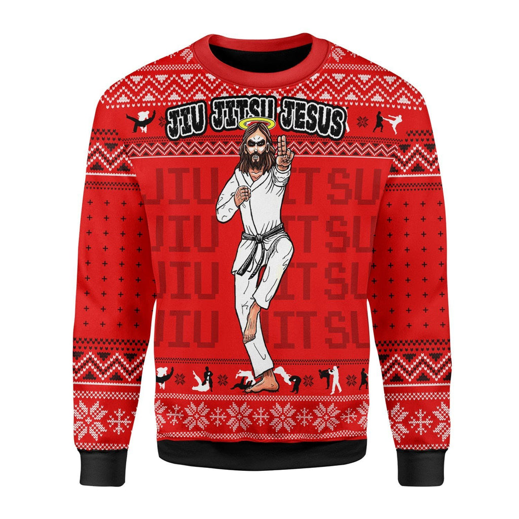 Gearhomies Christmas Unisex Sweater JIU JITSU JESUS Christmas 3D Apparel