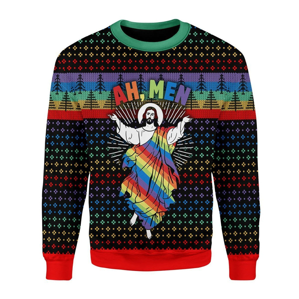 Gearhomies Christmas Unisex Sweater Jesus Ah Men LGBTQ+ 3D Apparel