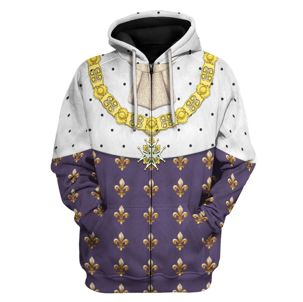 Louis Xvi Of France Zip Fleece Hoodie / S Qm615