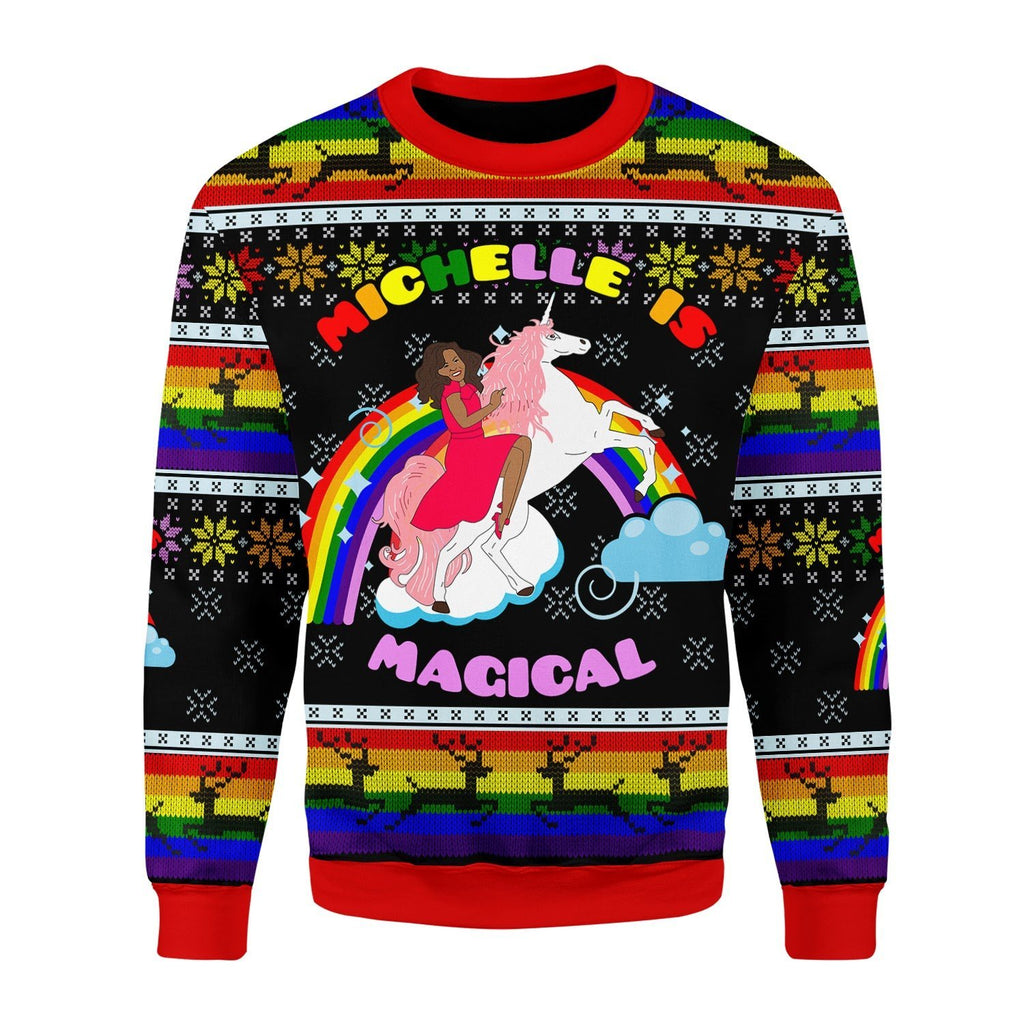 Gearhomies Christmas Unisex Sweater Michelle is Magical Ugly Christmas 3D Apparel