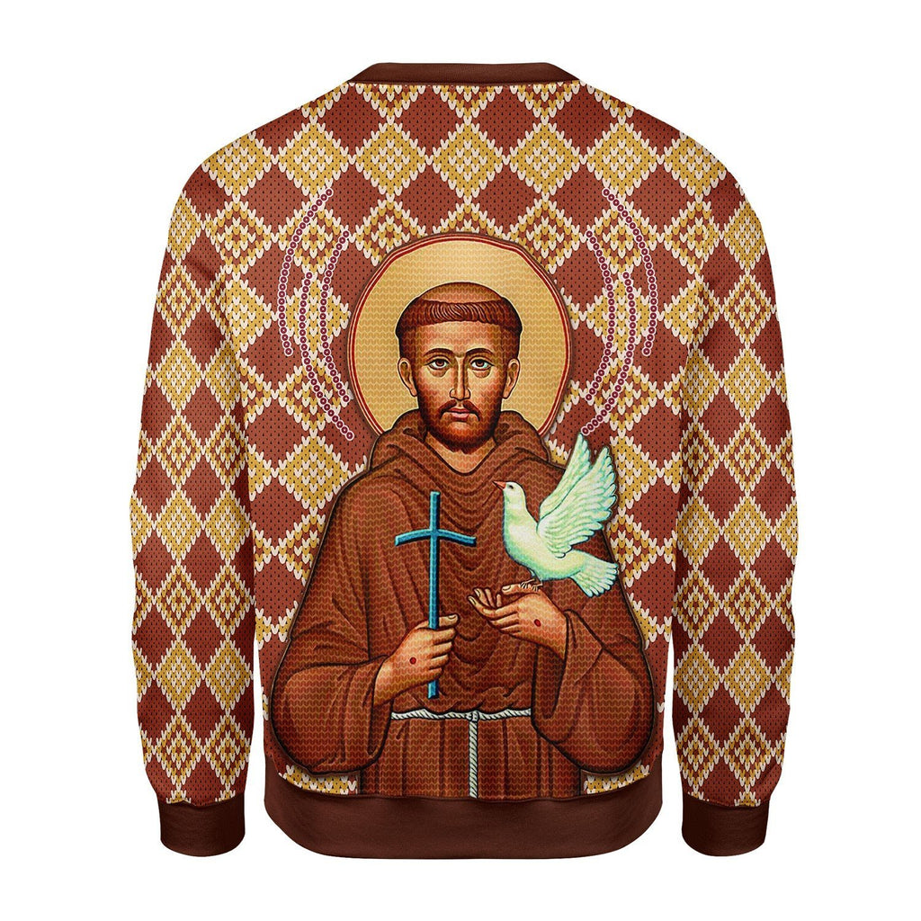 Gearhomies Christmas Unisex Sweater Saint Francis Of Assisi Ugly Christmas 3D Apparel