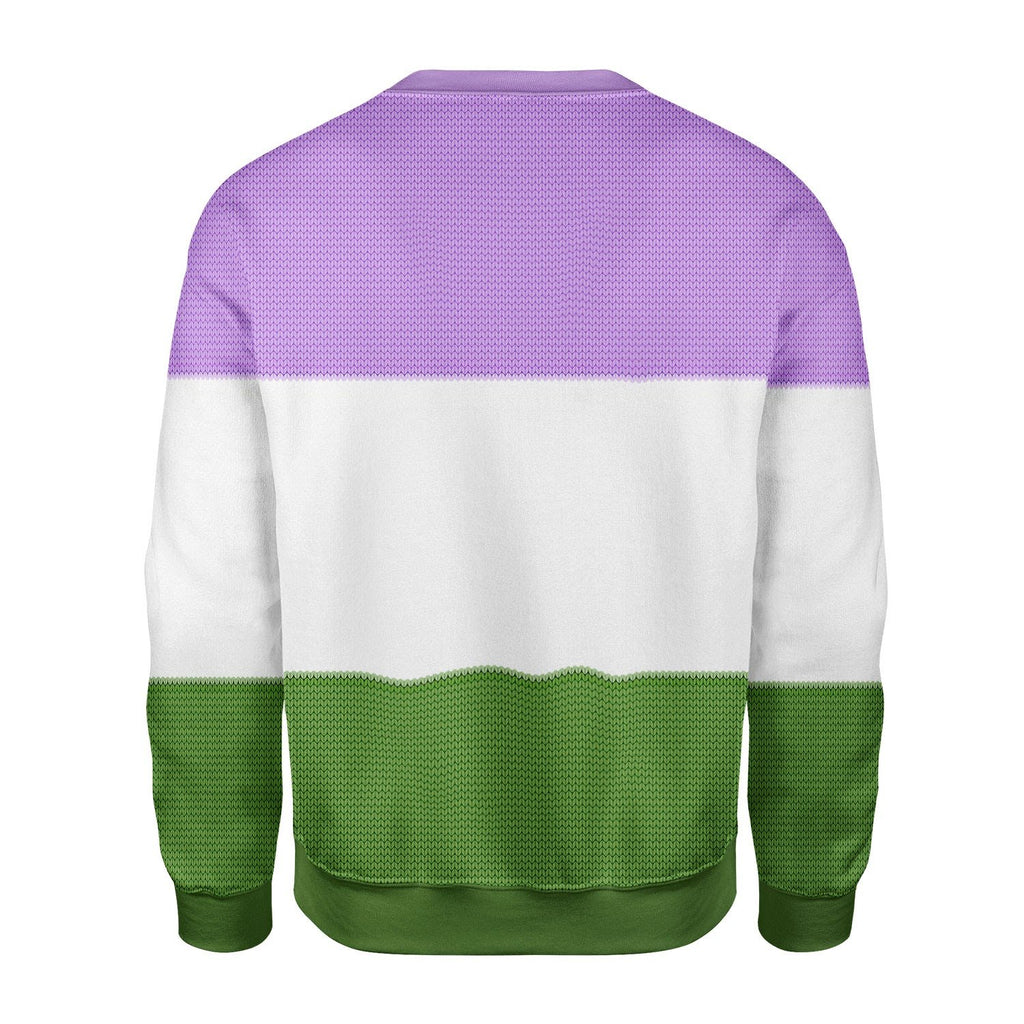 Gearhomies Christmas Unisex Sweater Genderqueer Flag Ugly Christmas 3D Apparel