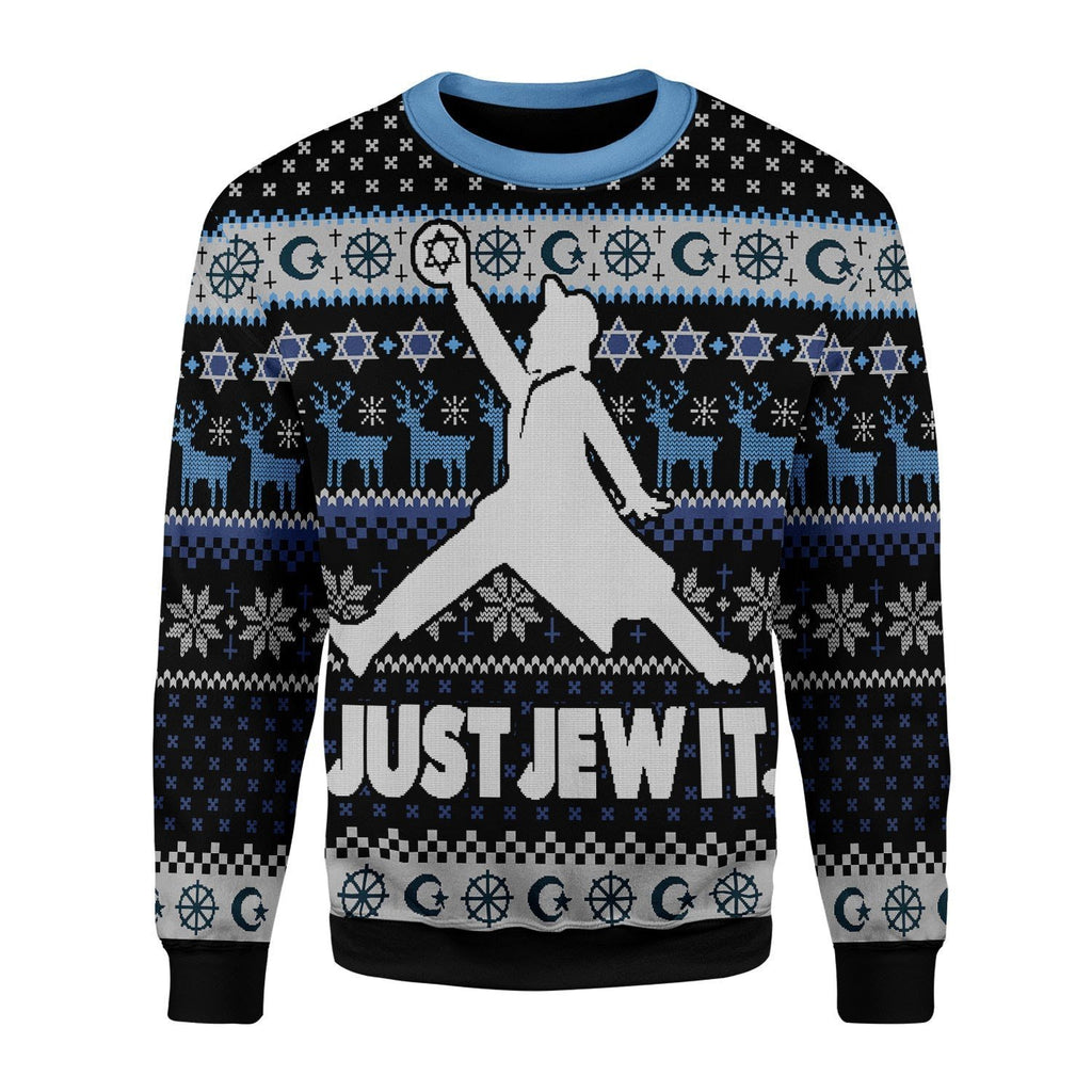 Gearhomies Christmas Unisex Sweater Just Jew It Ugly Christmas 3D Apparel