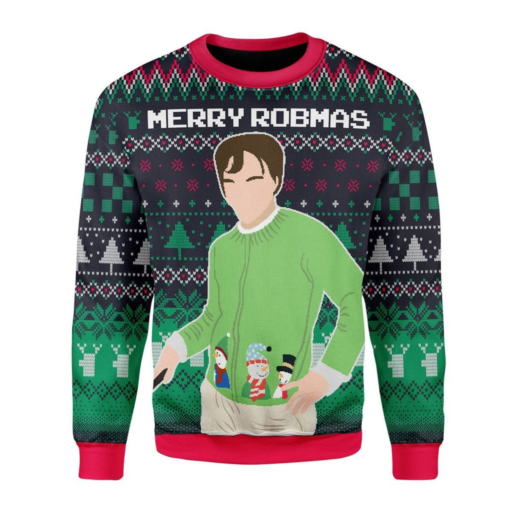 Gearhomies Christmas Unisex Sweater Merry Robmas Robert Pattinson Green Ugly Christmas 3D Apparel