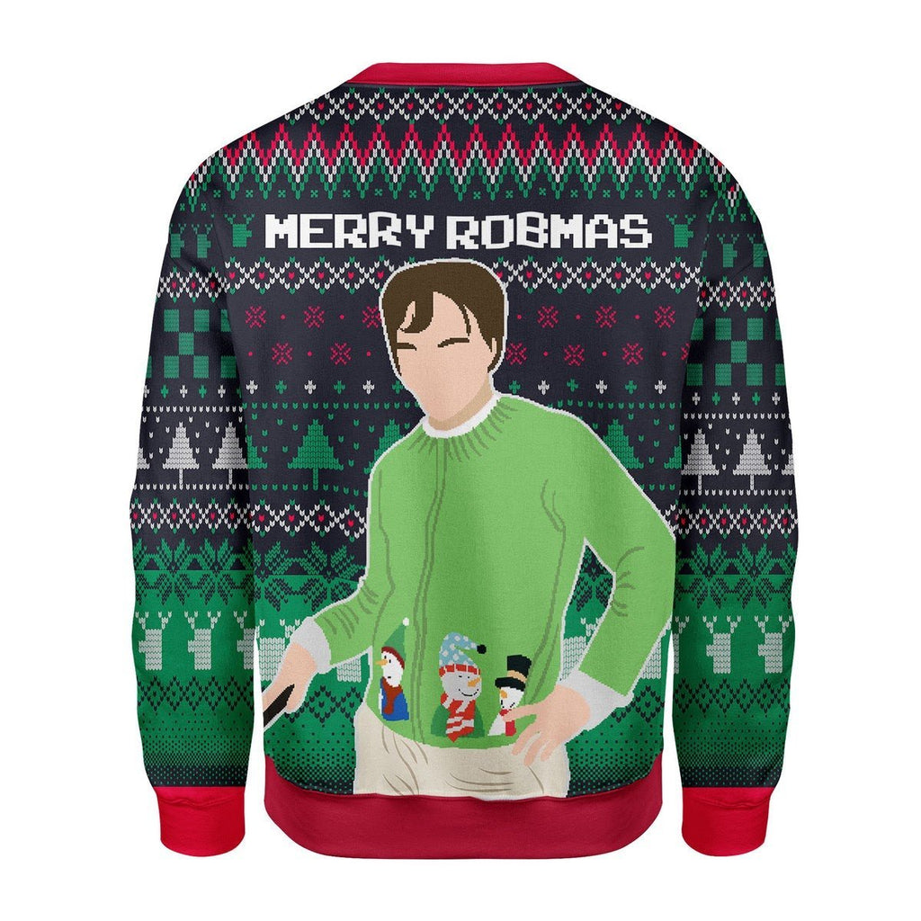 Gearhomies Christmas Unisex Sweater Merry Robmas Robert Pattinson Green Ugly Christmas 3D Apparel