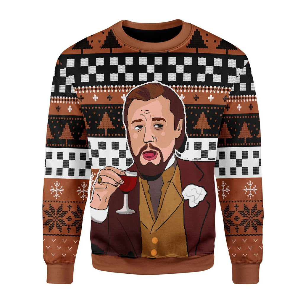 Gearhomies Christmas Unisex Sweater Laughing Leo Meme Ugly Christmas 3D Apparel