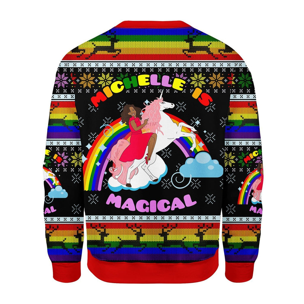 Gearhomies Christmas Unisex Sweater Michelle is Magical Ugly Christmas 3D Apparel