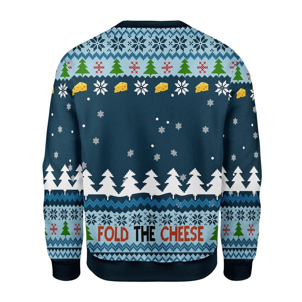 Gearhomies Christmas Unisex Sweater Fold The Cheese Ugly Christmas 3D Apparel