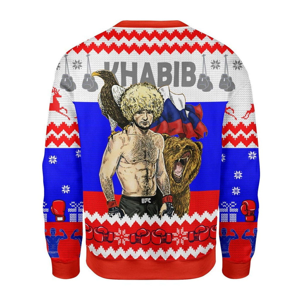 Gearhomies Christmas Unisex Sweater Khabib Nurmagomedov Ugly Christmas 3D Apparel