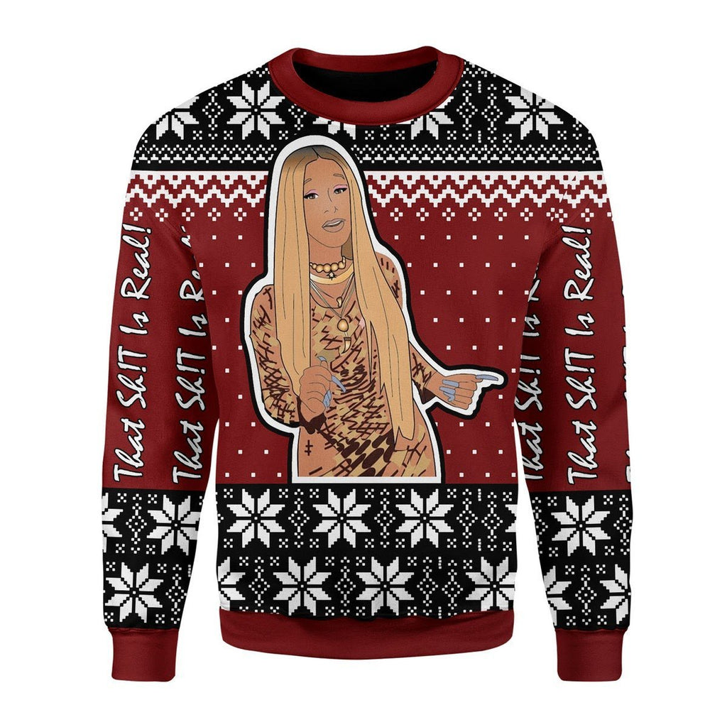 Gearhomies Christmas Unisex Sweater Shit Is Real 3D Apparel