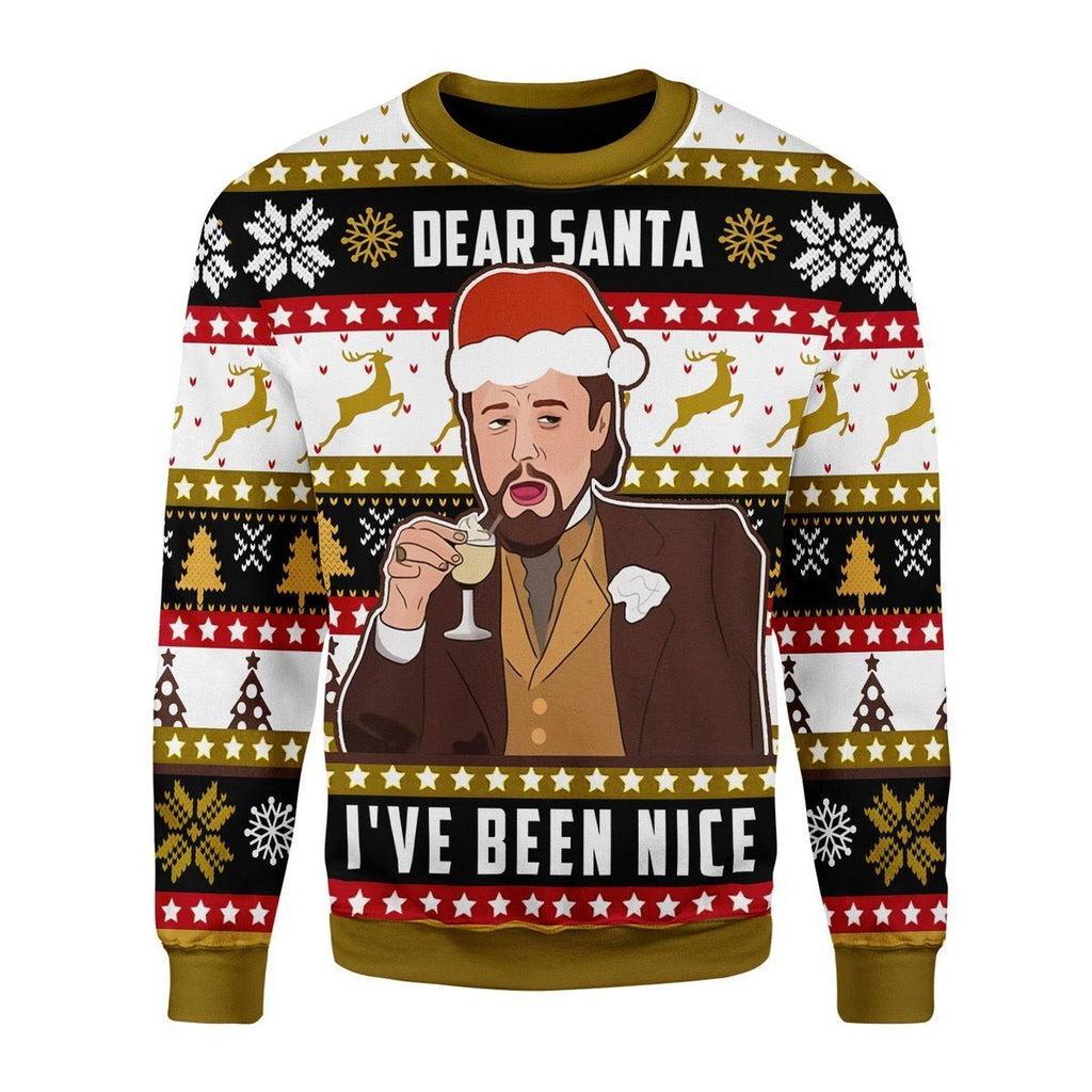 Gearhomies Christmas Unisex Sweater Leo I've Been Nice Santa Ugly Christmas 3D Apparel