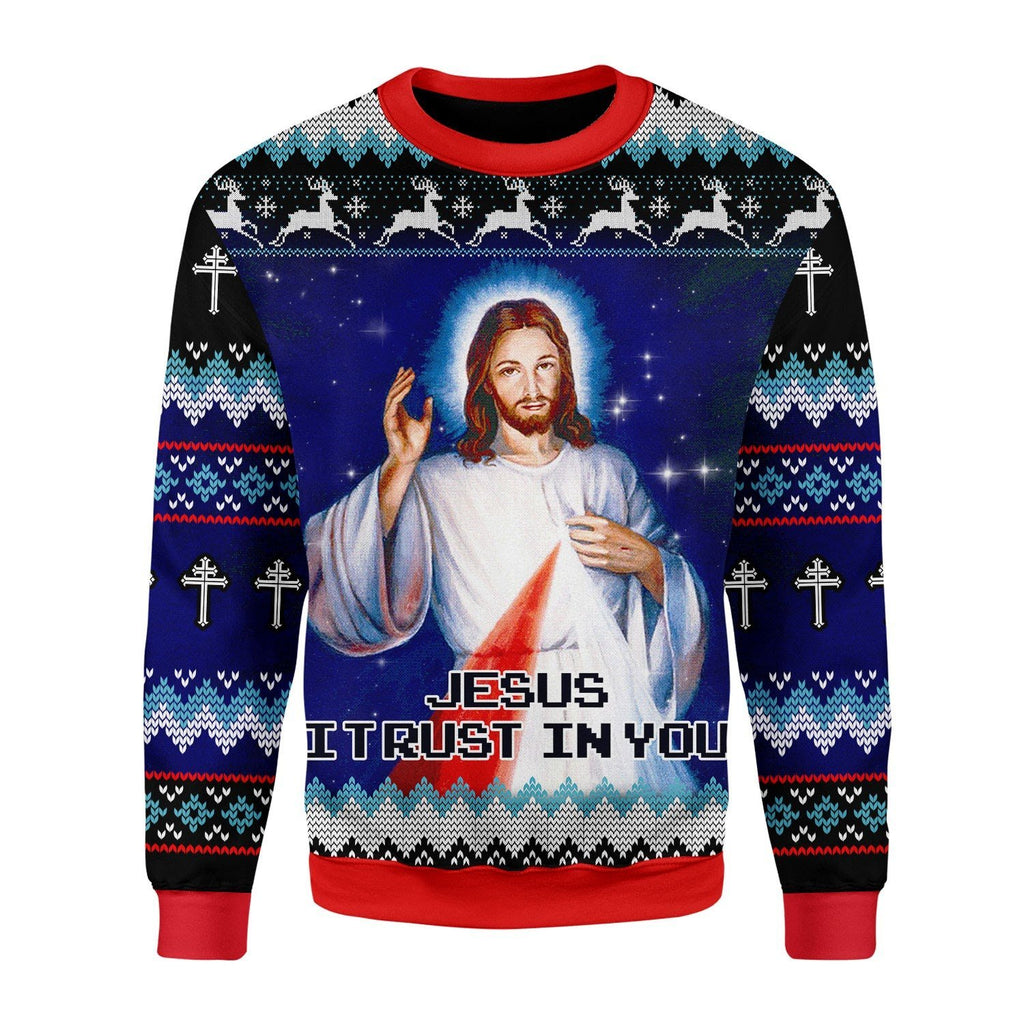 Gearhomies Christmas Unisex Sweater Jesus I Trust In You 3D Apparel