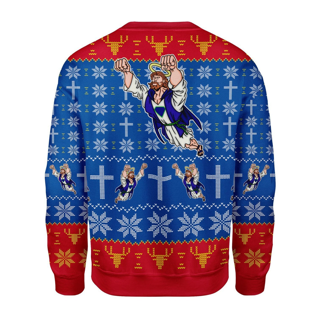 Gearhomies Christmas Unisex Sweater Super Jesus Christmas 3D Apparel