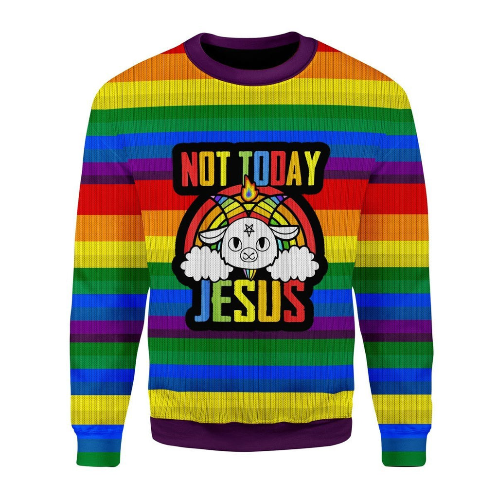 Gearhomies Christmas Unisex Sweater Not Today Jesus 3D Apparel