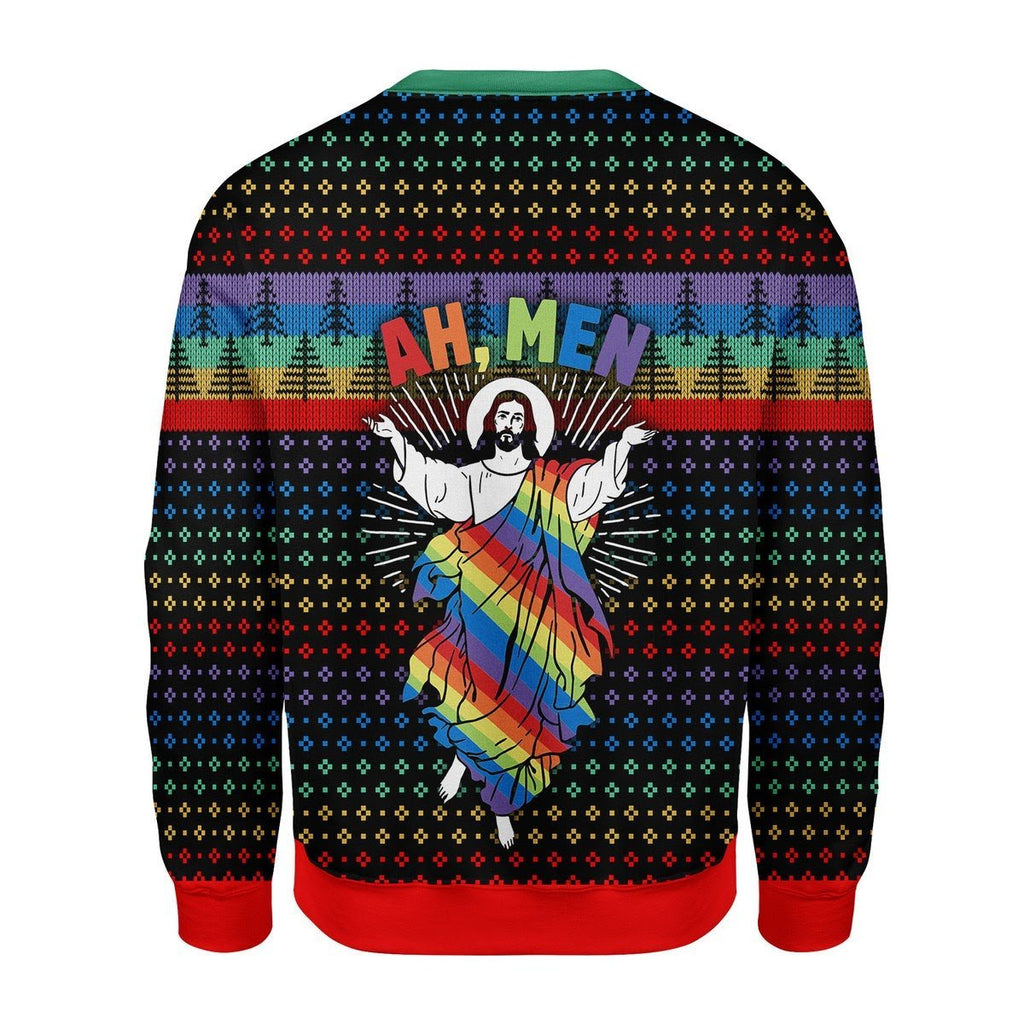 Gearhomies Christmas Unisex Sweater Jesus Ah Men LGBTQ+ 3D Apparel
