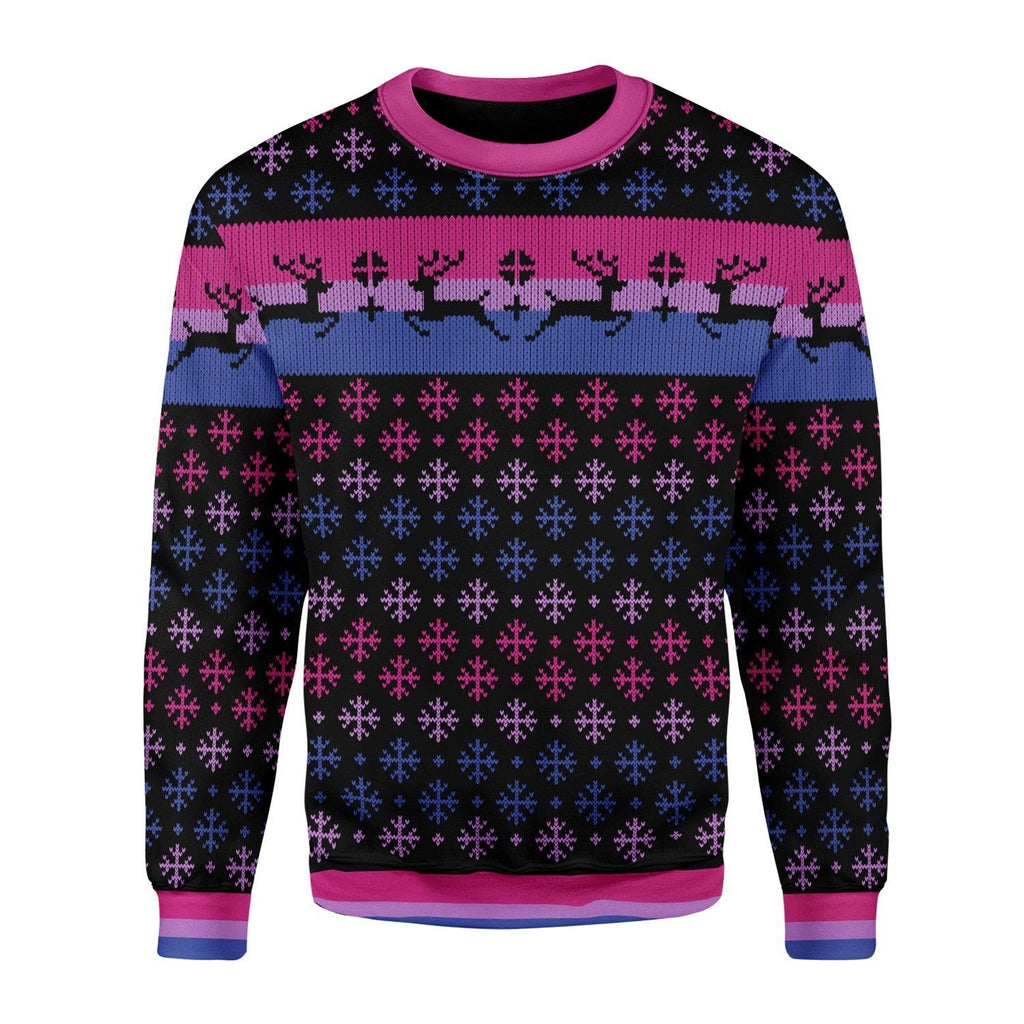 Gearhomies Christmas Unisex Sweater Bisexual Pride Flag 3D Apparel