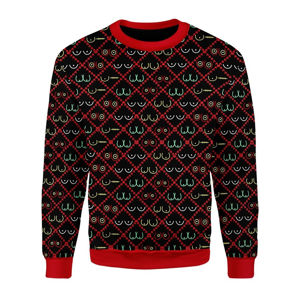 Gearhomies Christmas Unisex Sweater Boobs Ugly Christmas 3D Apparel