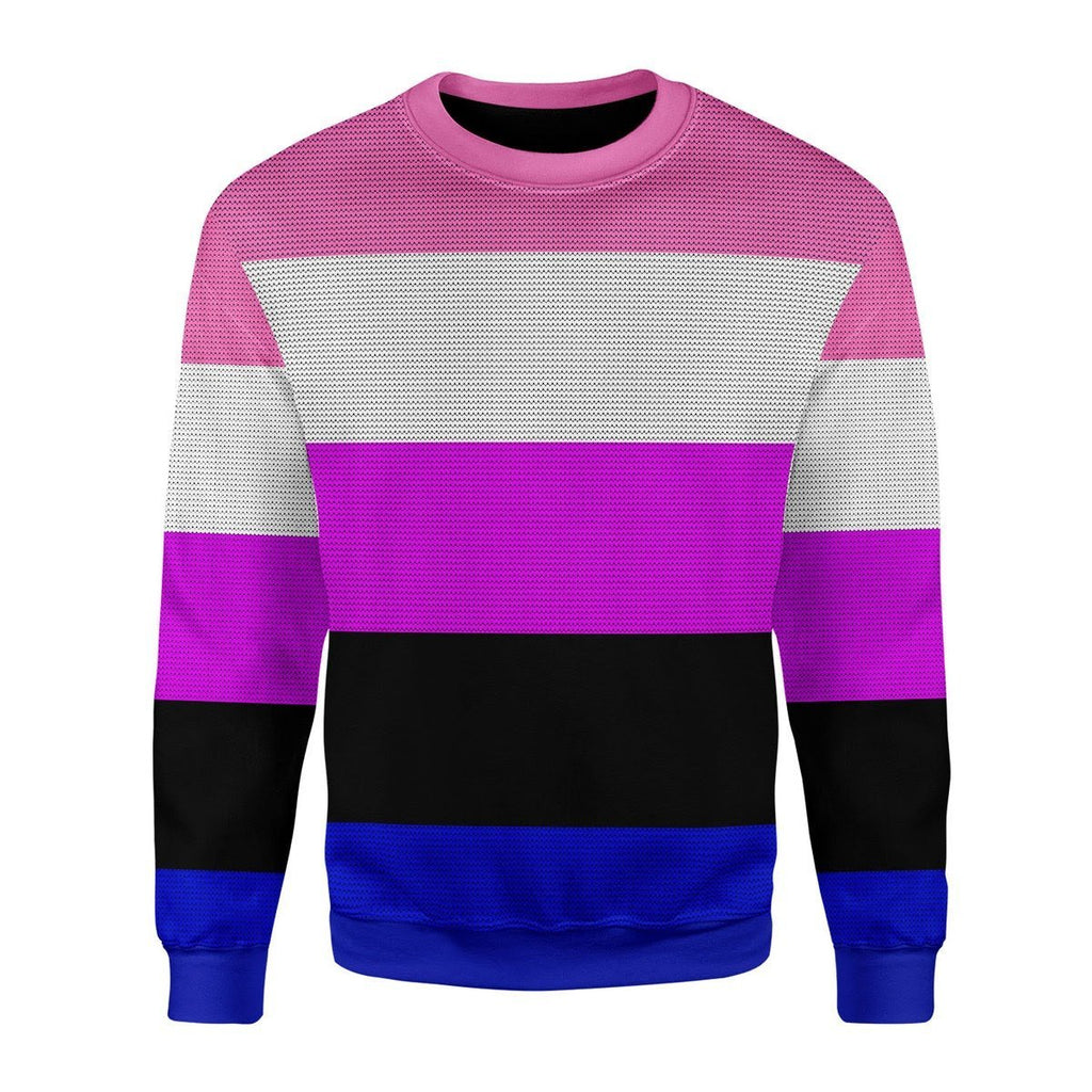 Gearhomies Christmas Unisex Sweater Genderfluid Pride Flag 3D Apparel