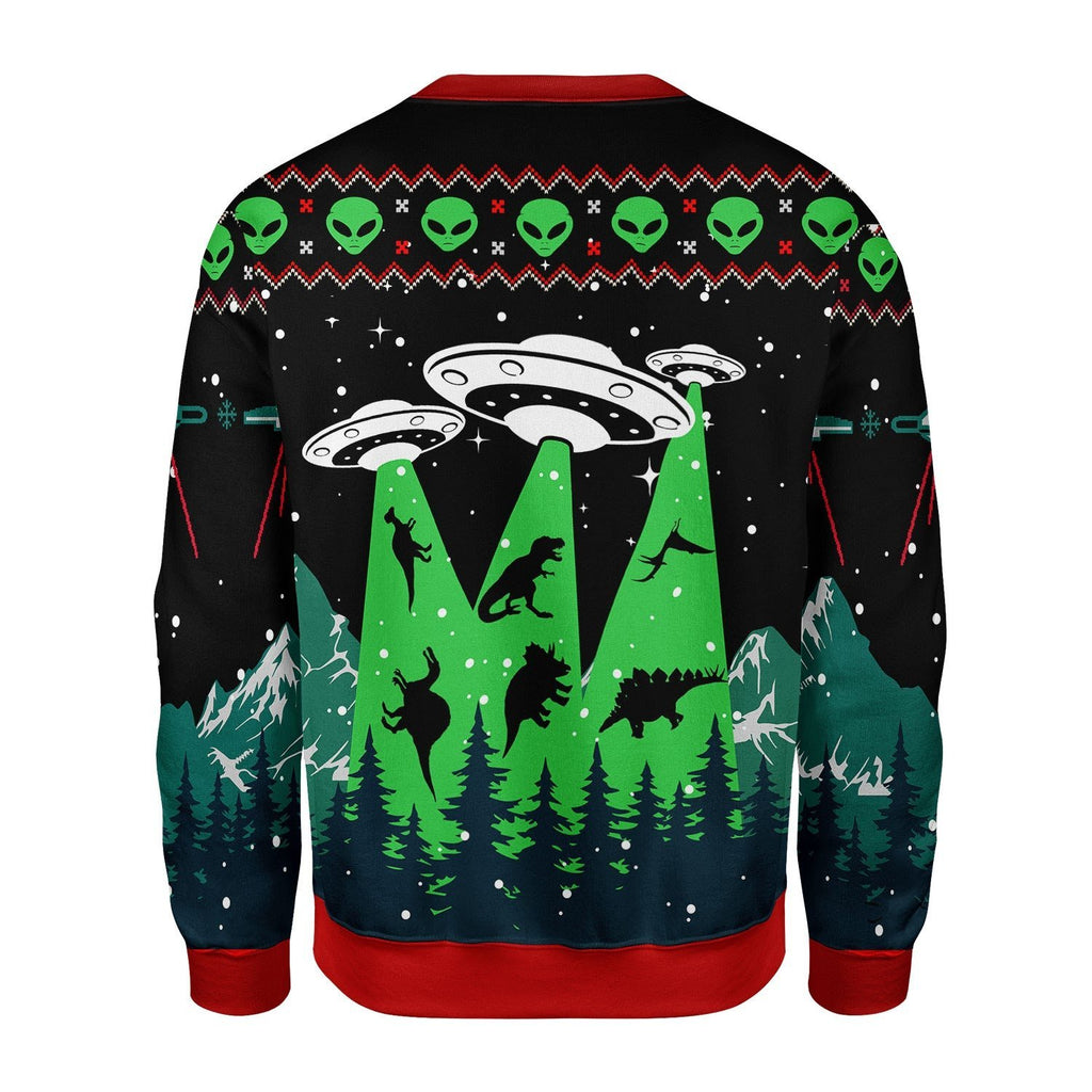 Gearhomies Christmas Unisex Sweater Dinosaurs UFO Alien Ugly Christmas 3D Apparel