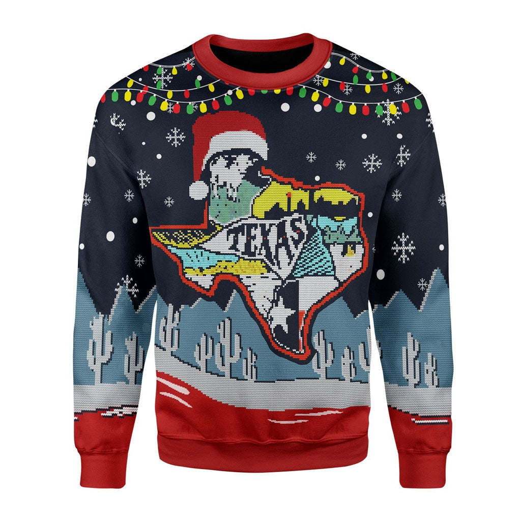 Gearhomies Christmas Unisex Sweater Texas Map 3D Apparel