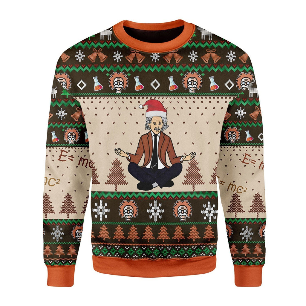 Gearhomies Christmas Unisex Sweater Einstein Doing Yoga Ugly Christmas 3D Apparel