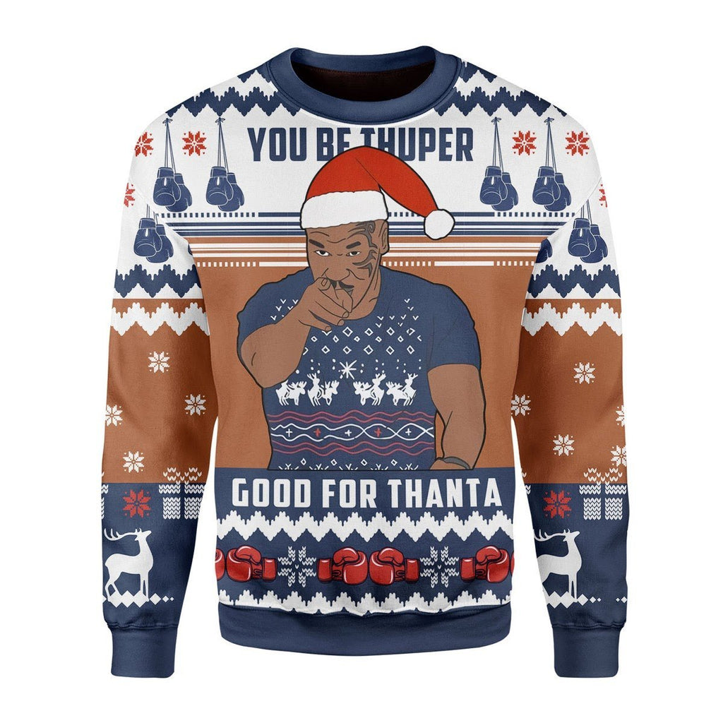 Gearhomies Christmas Unisex Sweater Mike Tyson Ugly Christmas 3D Apparel