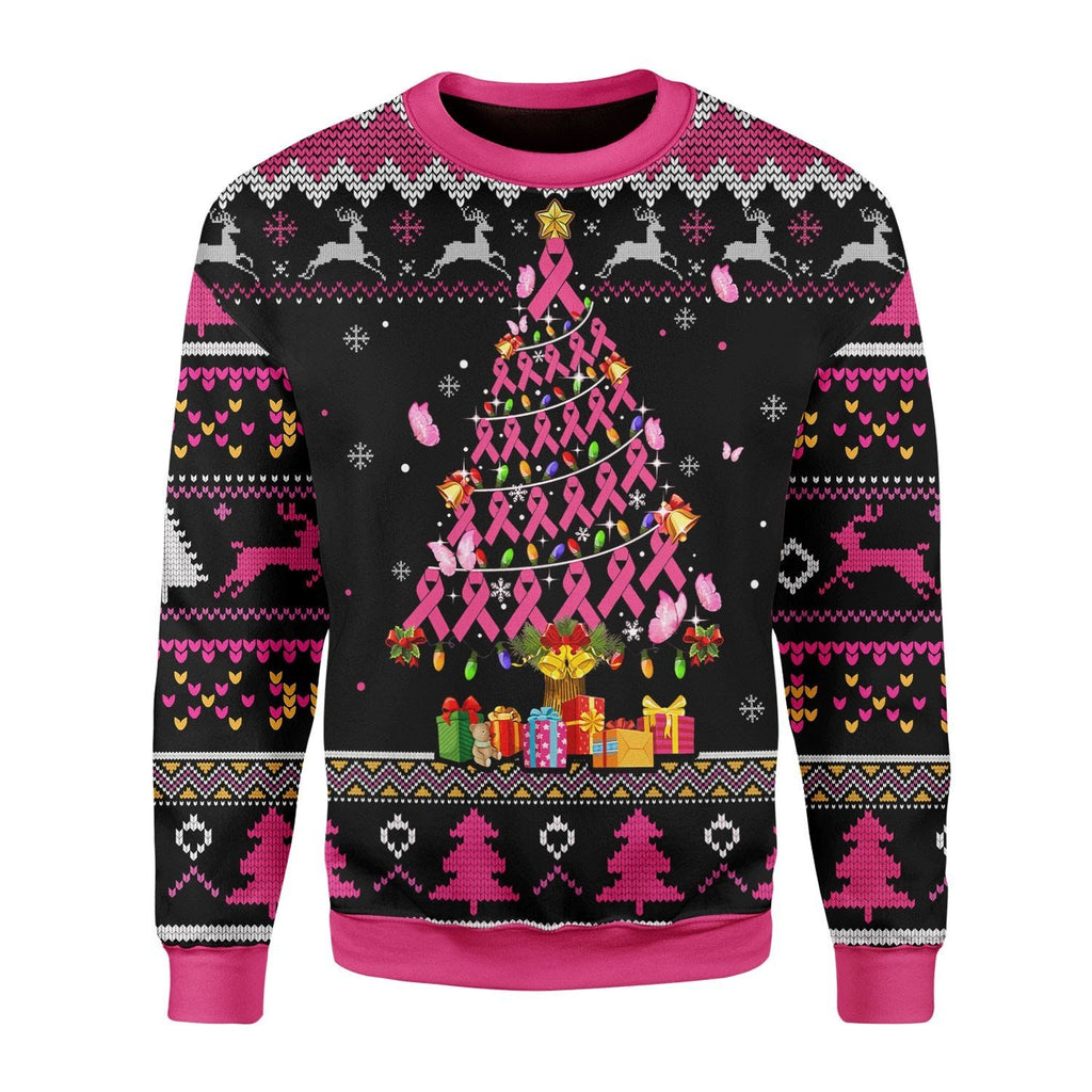 Gearhomies Christmas Unisex Sweater Breast Cancer Awareness Christmas 3D Apparel