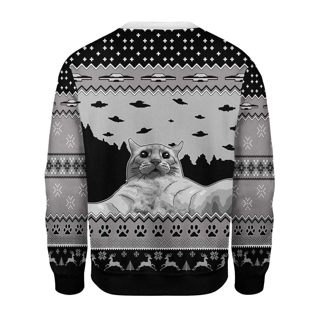 Gearhomies Christmas Unisex Sweater UFO Cat Funny Cat Selfie 3D Apparel