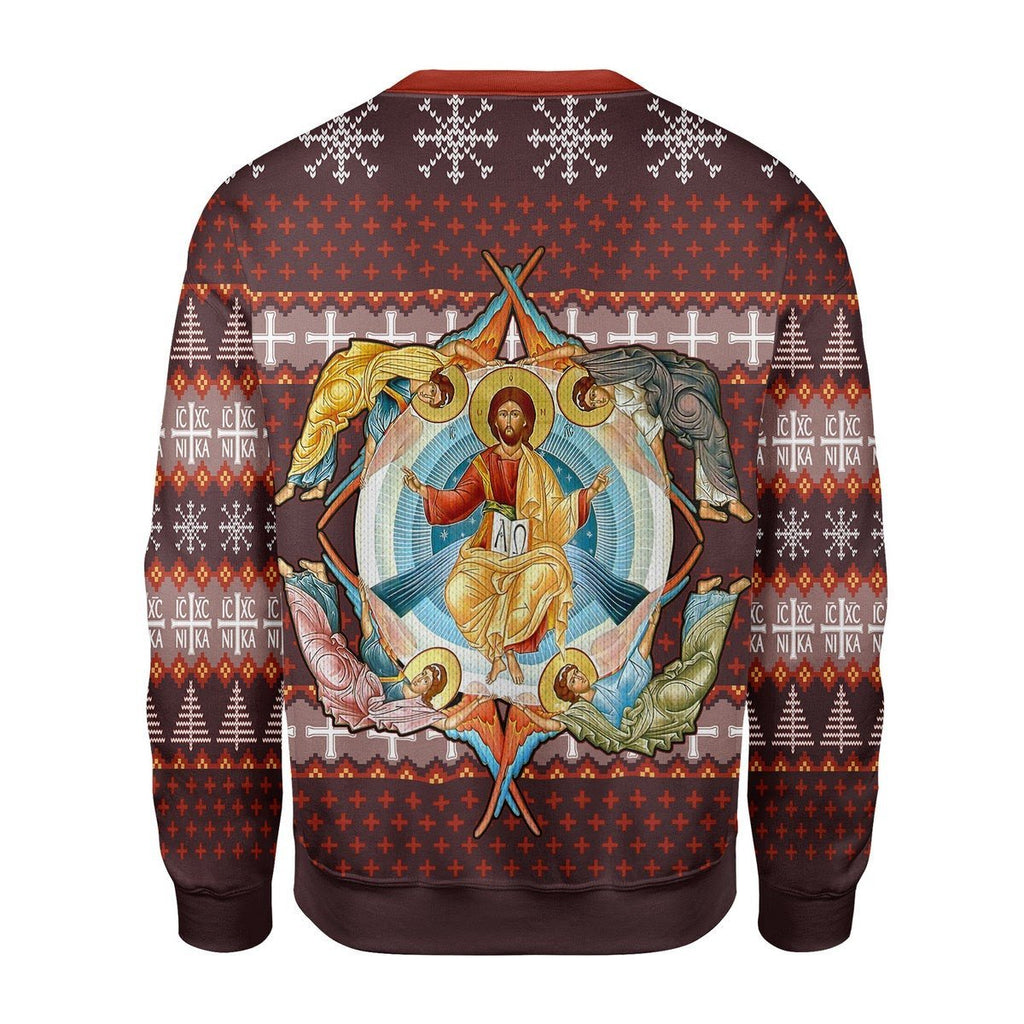 Gearhomies Christmas Unisex Sweater Jesus Orthodoxy Ugly Christmas 3D Apparel