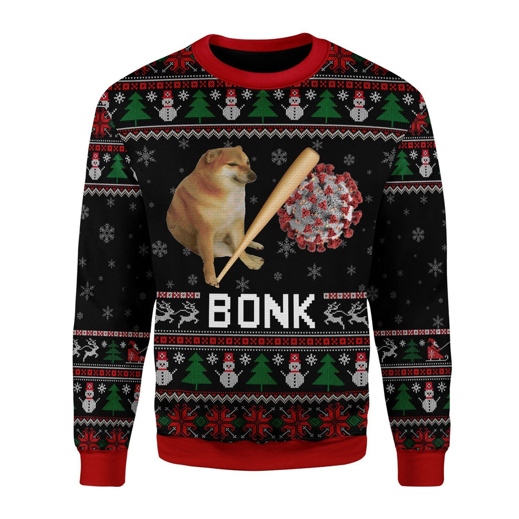 Gearhomies Christmas Unisex Sweater Bonk Coronavirus Meme 3D Apparel