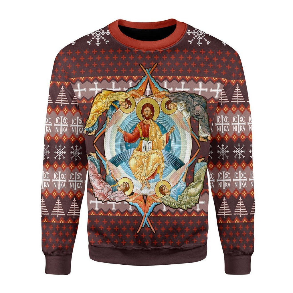 Gearhomies Christmas Unisex Sweater Jesus Orthodoxy Ugly Christmas 3D Apparel