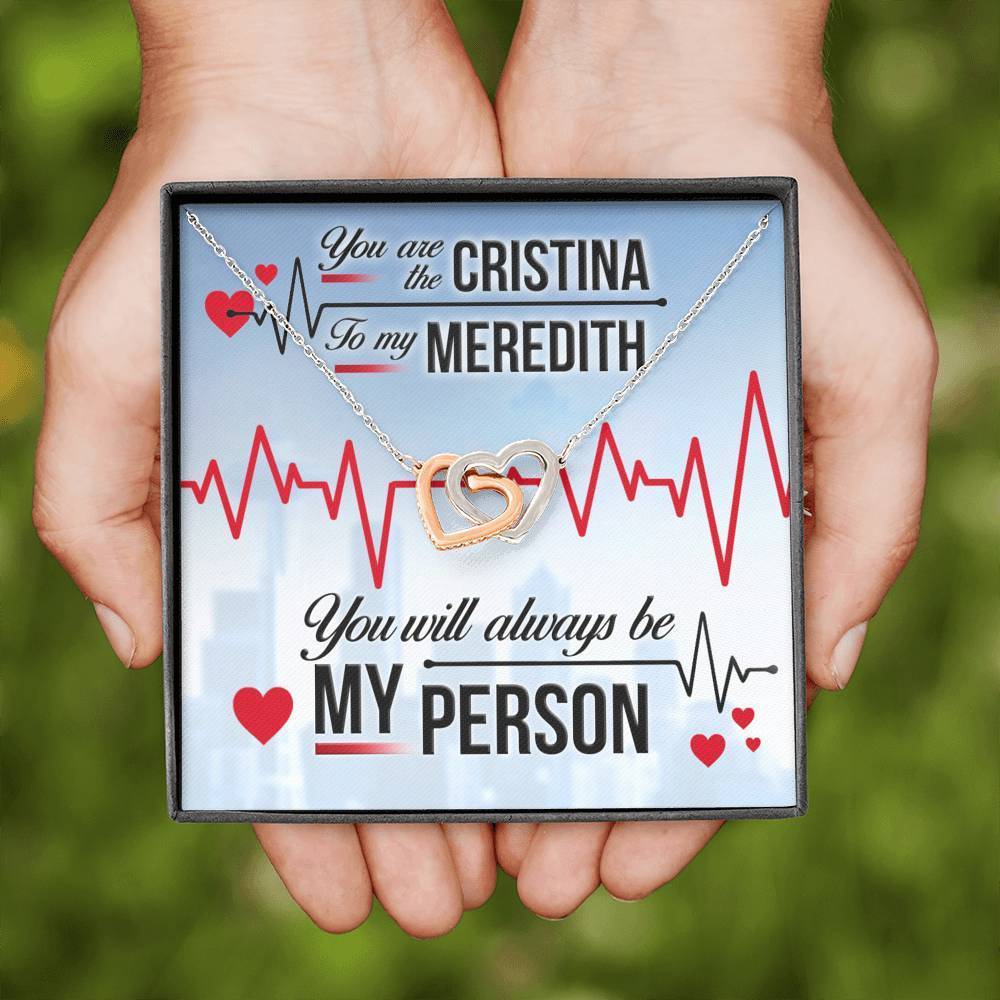 You Are The Cristina To My Meredith Interlocking Heart Necklace Jewelry