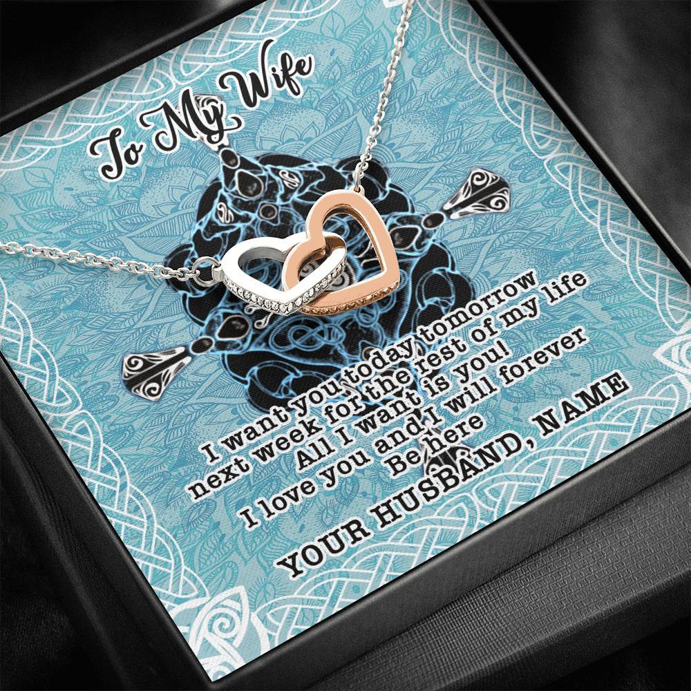 Personalized Name Celtic Cross Interlocking Heart Necklace With Pod Message Card Standard Box