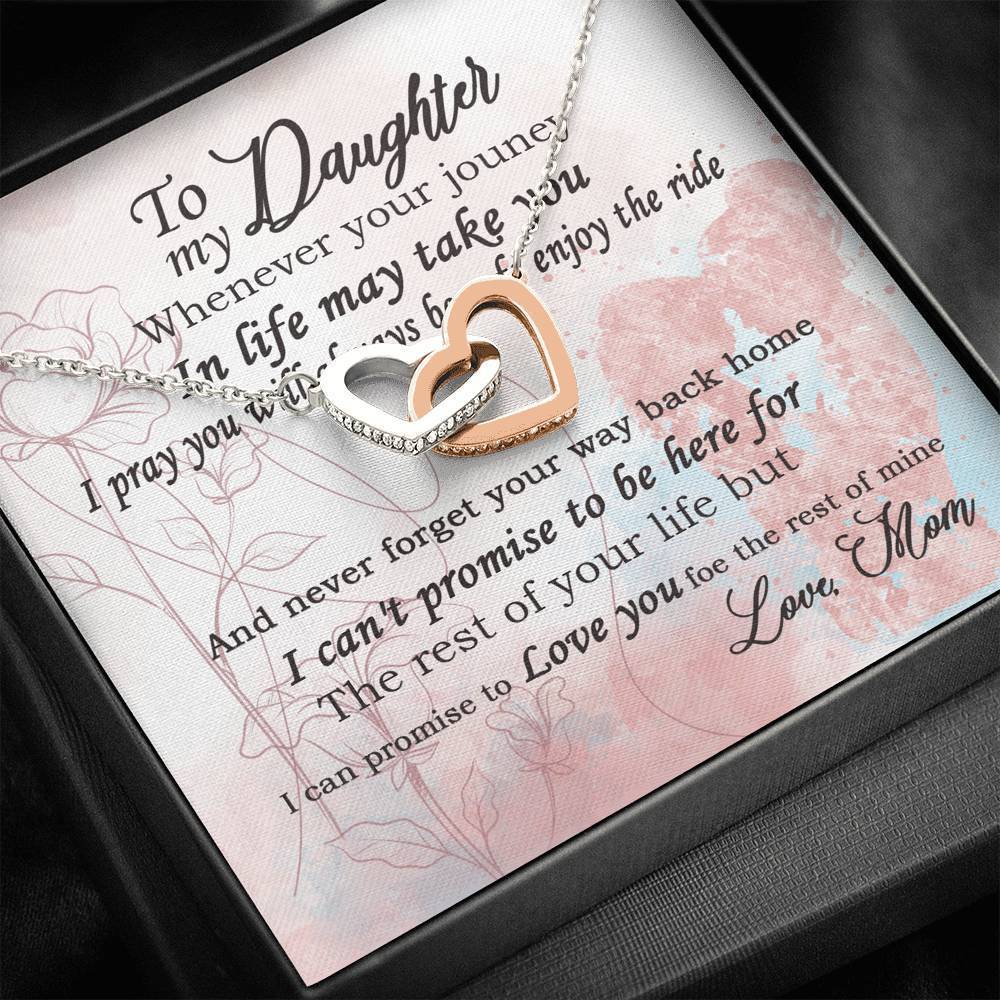 To My Daughter Interlocking Heart Necklace Gift Standard Box Jewelry