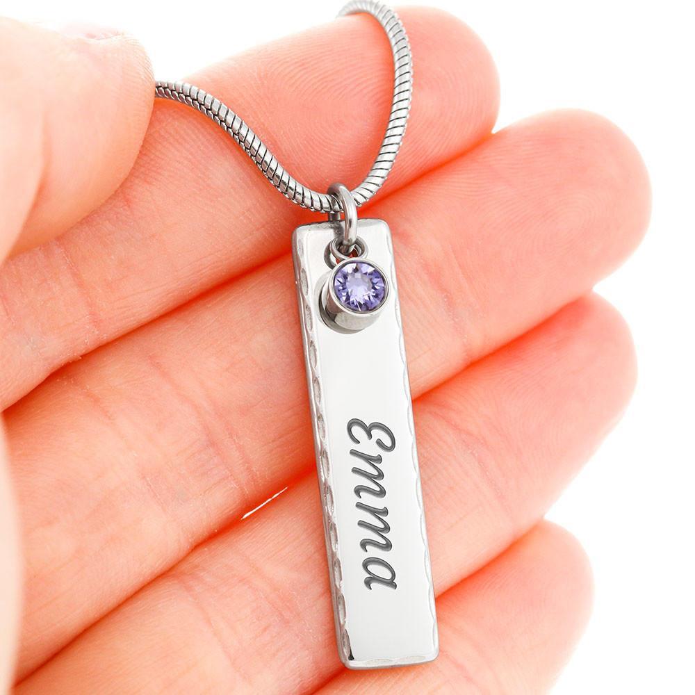 To My Dad Birthstone Name Necklace With On Demand Message Card Jewelry
