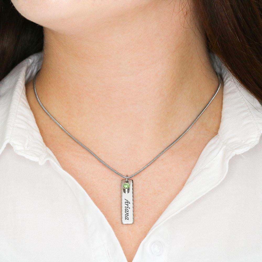 Son-In-Law Birthstone Name Necklace With On Demand Message Card Jewelry