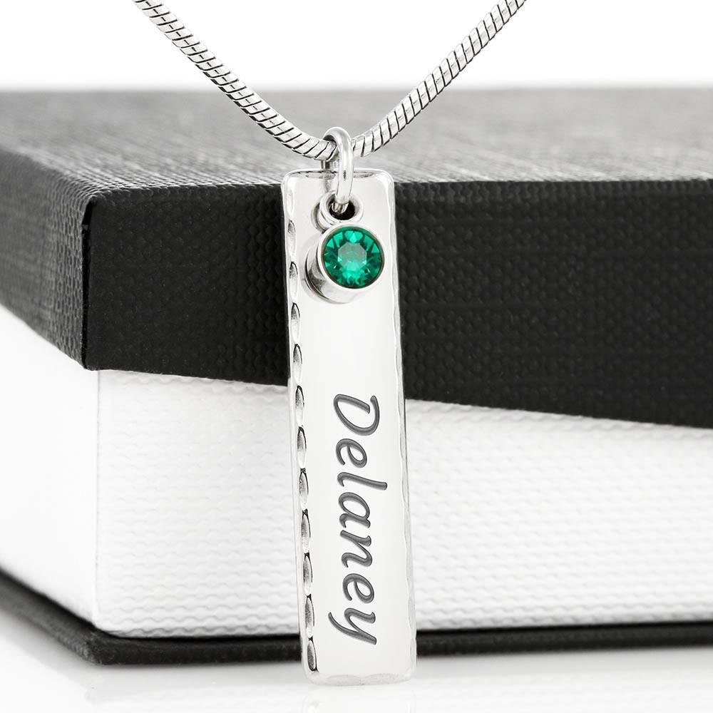 Son-In-Law Birthstone Name Necklace With On Demand Message Card Jewelry