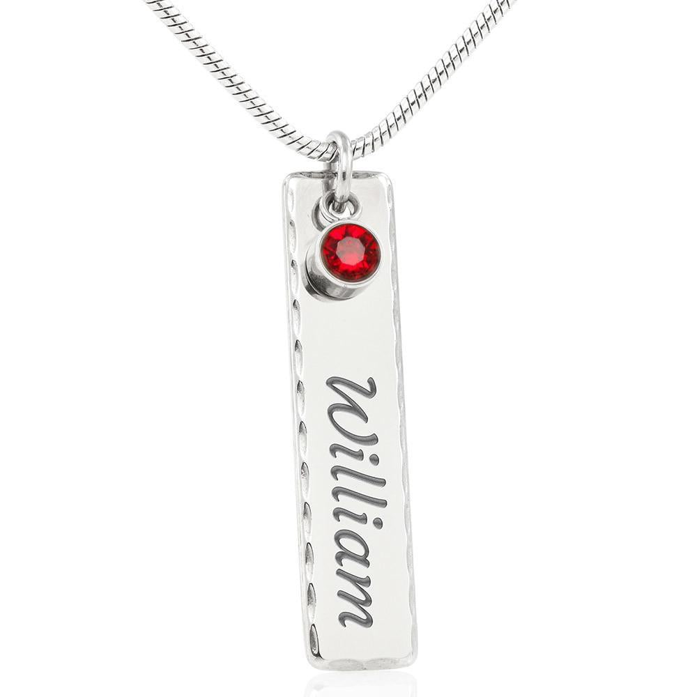 Personalized Name Valentine Birthstone Necklace With On Demand Message Card For Firefighter Husband
