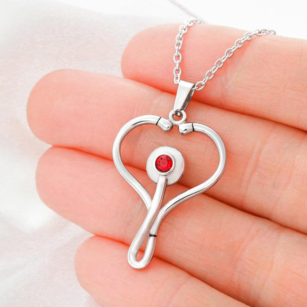 To My Bonus Daughter Nurse Stethoscope Necklace Jewelry