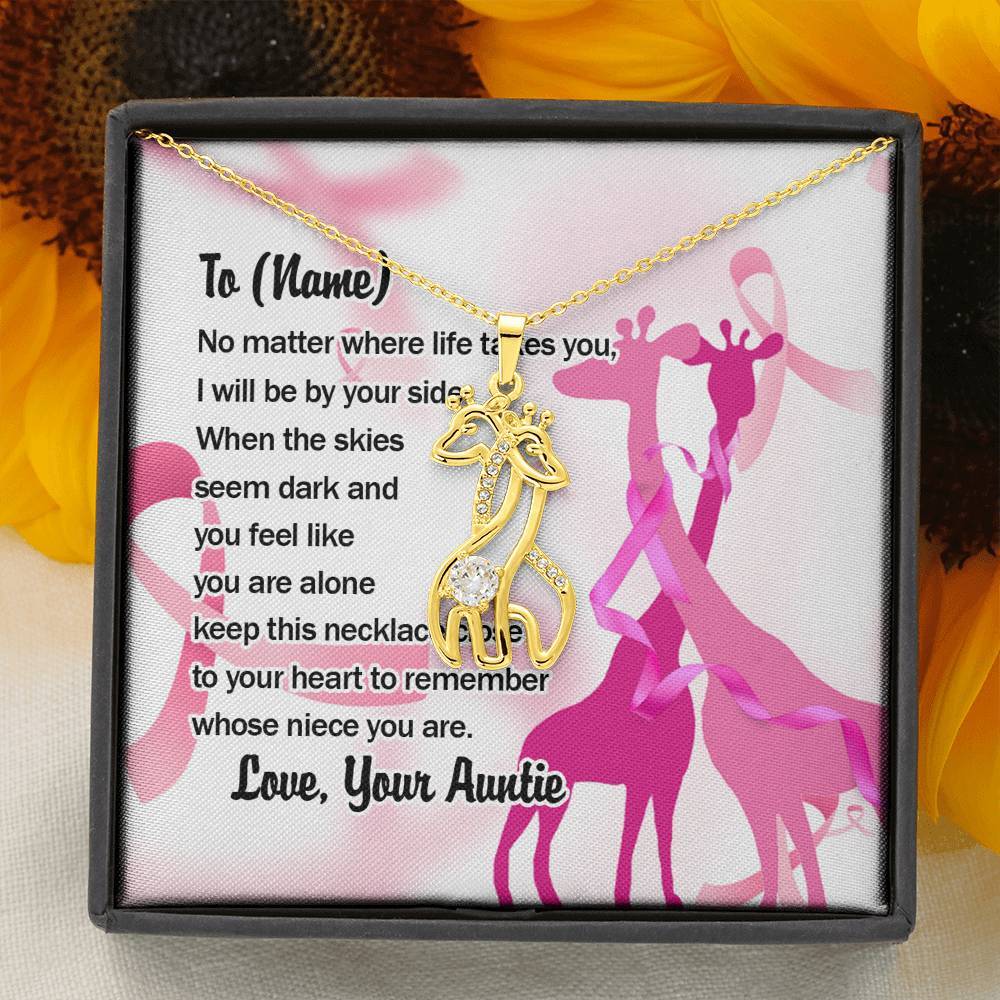 Personalized Name No Matter Where Life Takes You Graceful Love Giraffe Necklace 18K Yellow Gold