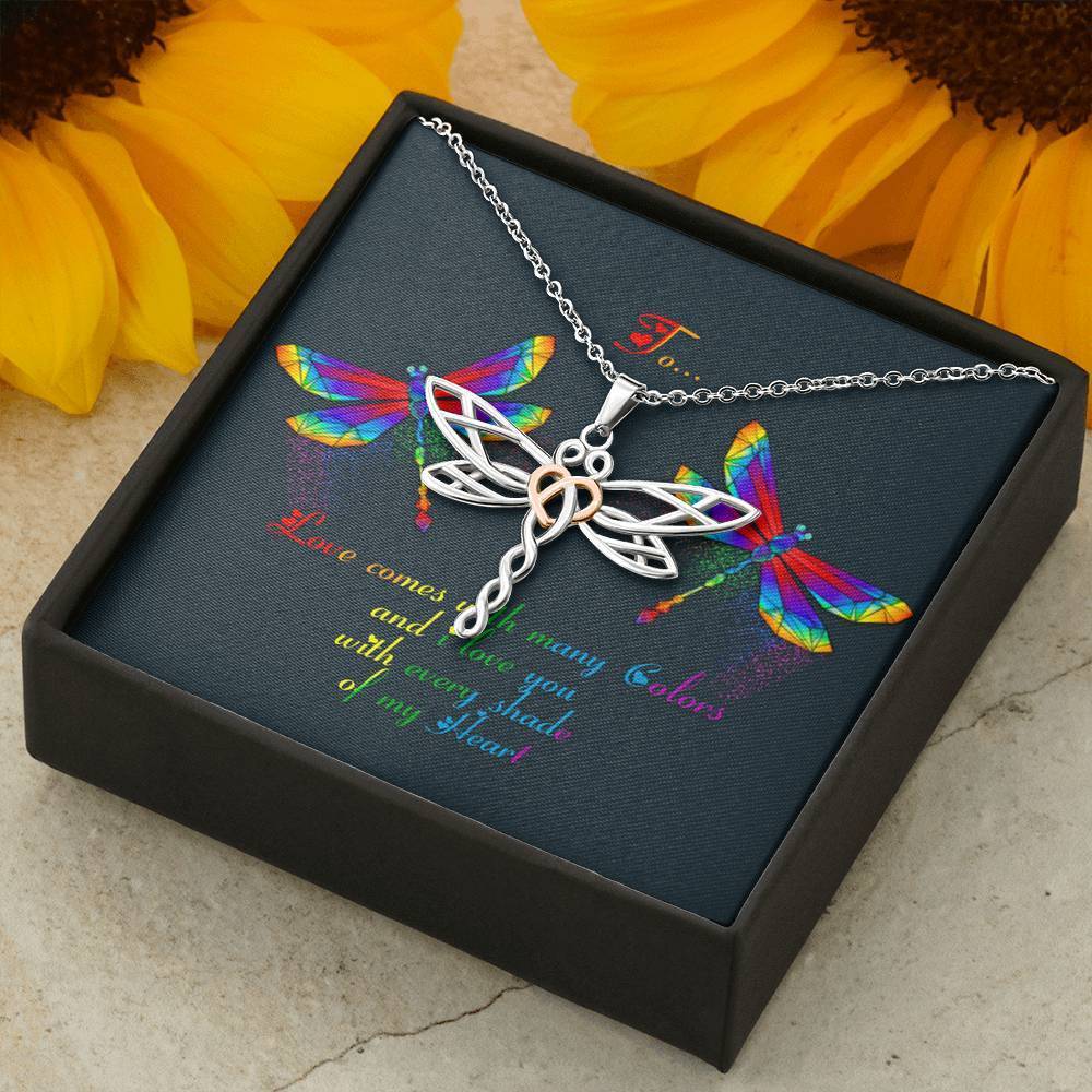 Love Comes With Many Colors Personalized Dragonflies Necklace Jewelry