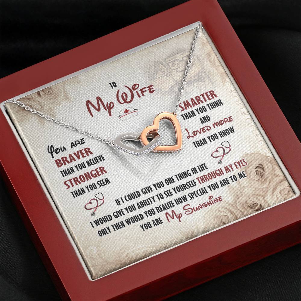 To My Wife Happily Ever After Love Knot Necklace Mahogany Style Luxury Box Jewelry