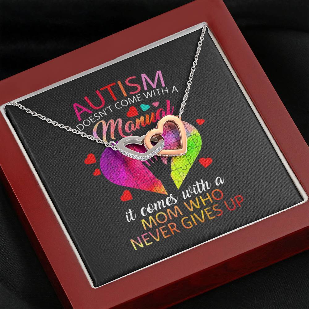 Mom Who Never Gives Up On Autism Necklace Mahogany Style Luxury Box Jewelry